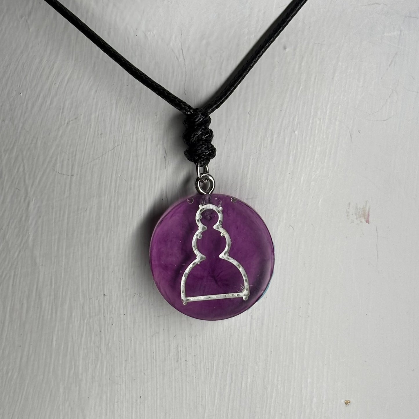 Purple Translucent Pawn - Handmade Resin Chess Necklace