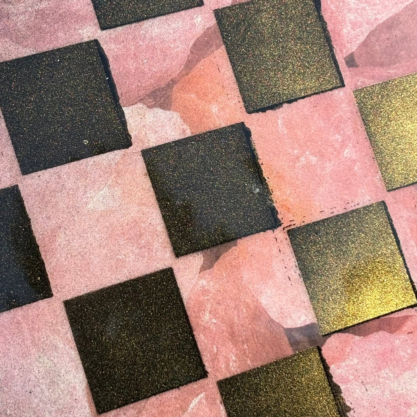 Pink Crystal Gold Blush - Resin Coated Chess Board