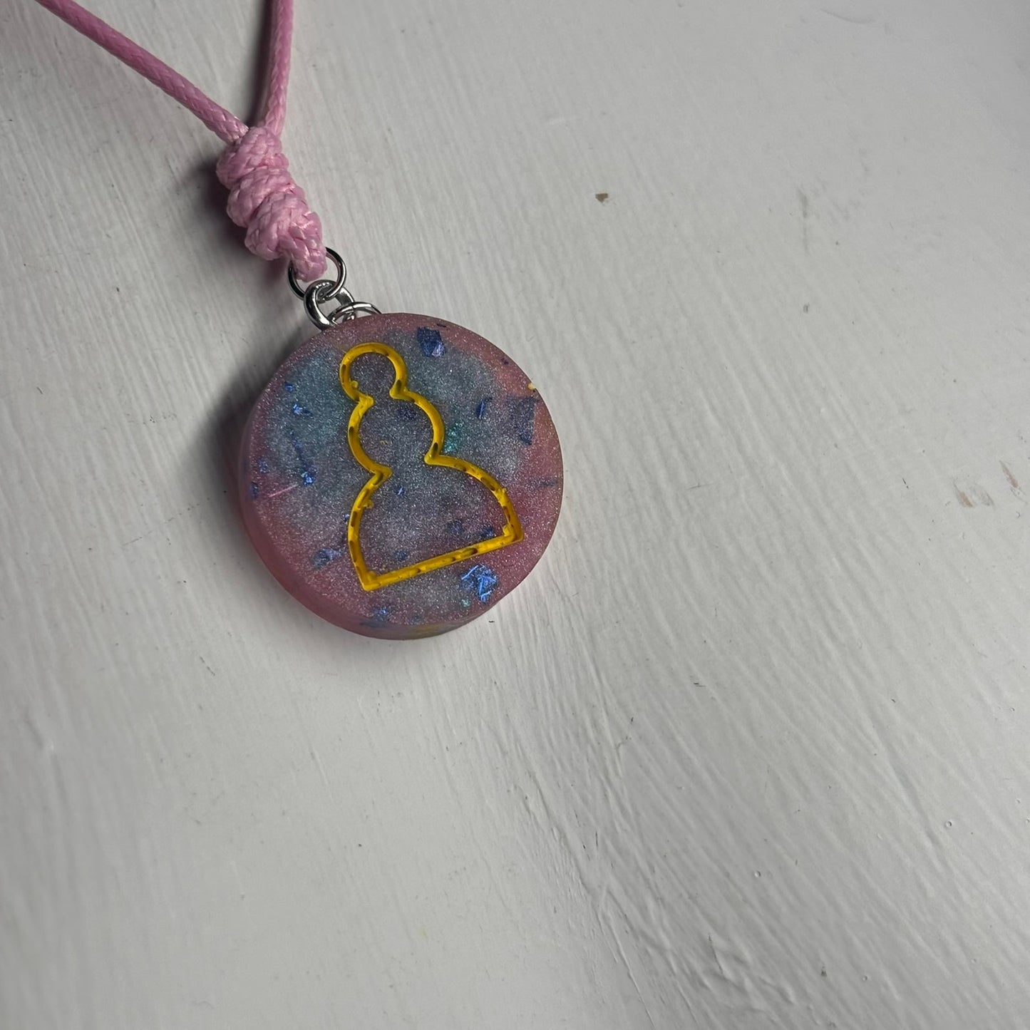 Pink Sploosh Pawn - Handmade Resin Chess Necklace