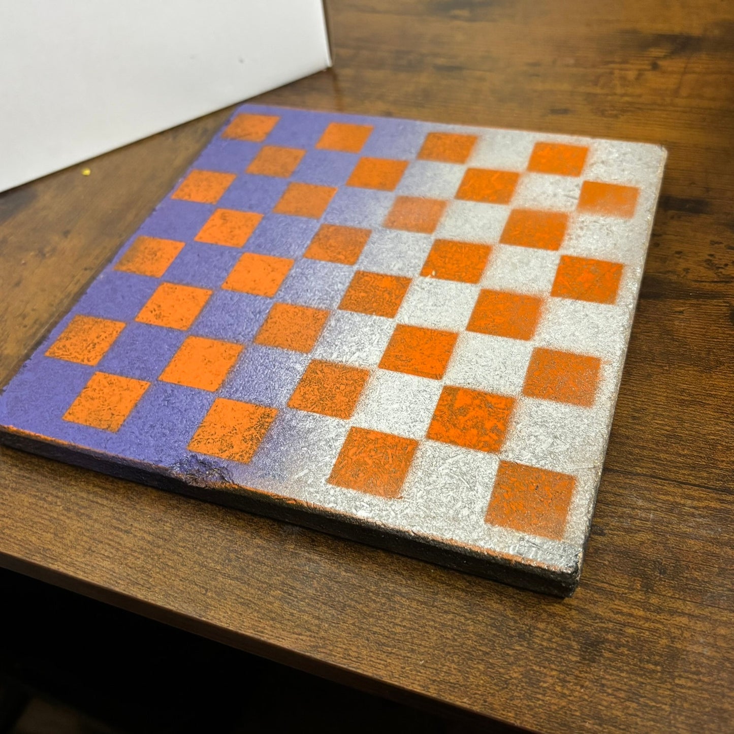 Orange & Purple Fade - Painted Double Sided Chess Board