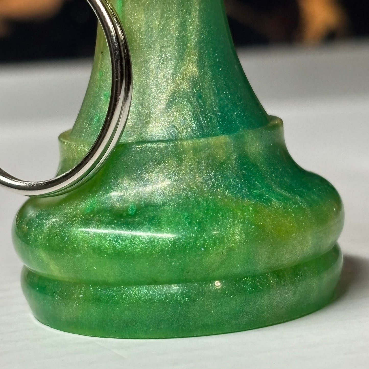 Lime Green Bishop Swirl - Handmade Resin Keychain - Large Edition