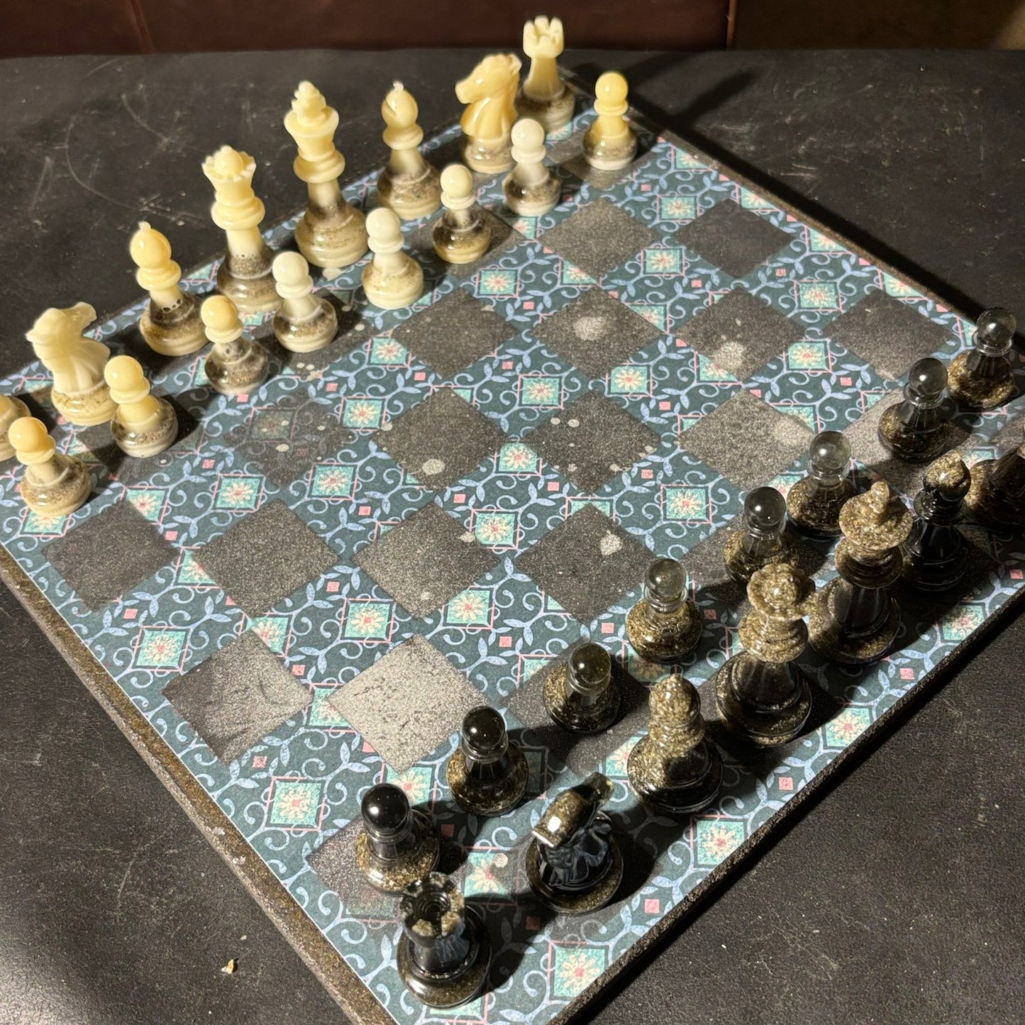 Vintage Aqua Pattern - Scrapbook Chess Set