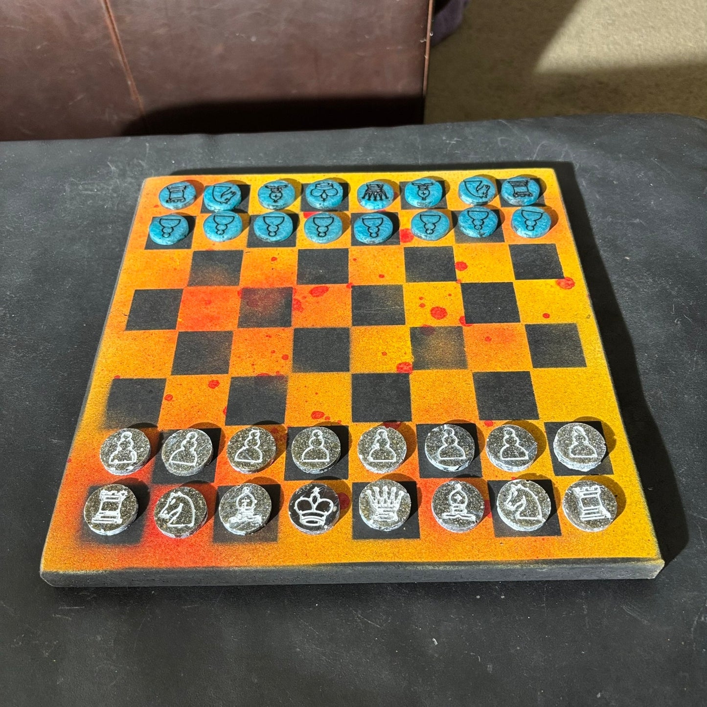 Fire Orange - Painted Chess Set