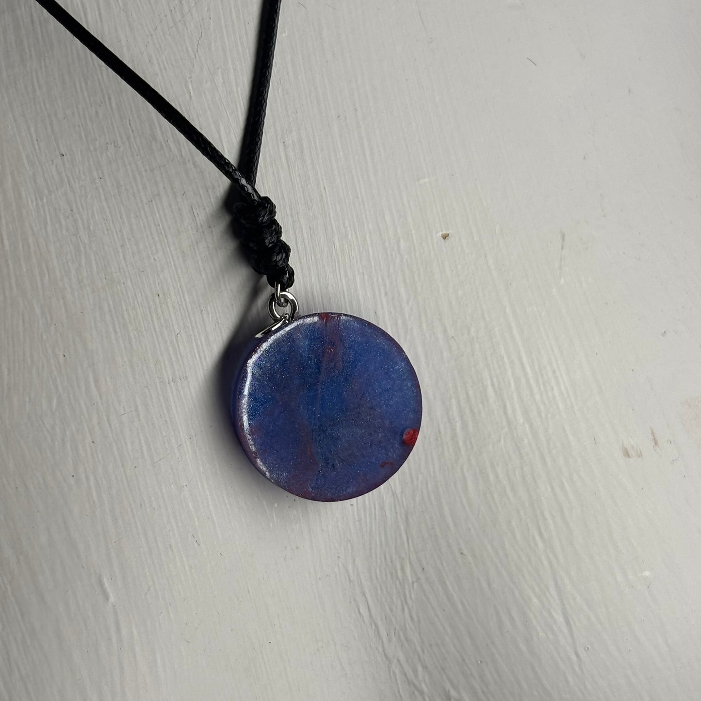 Blue & Red Rook - Handmade Resin Chess Necklace