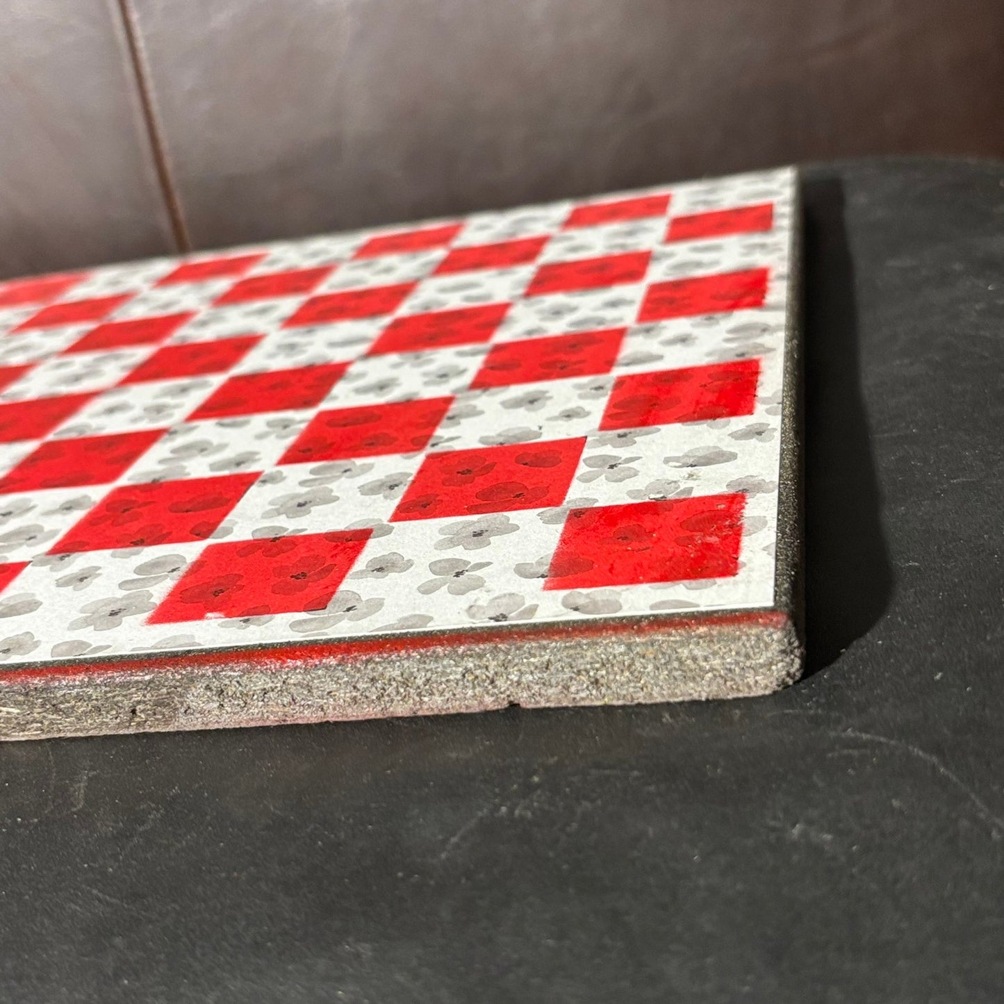 Gray White & Red - Scrapbook Chess Board