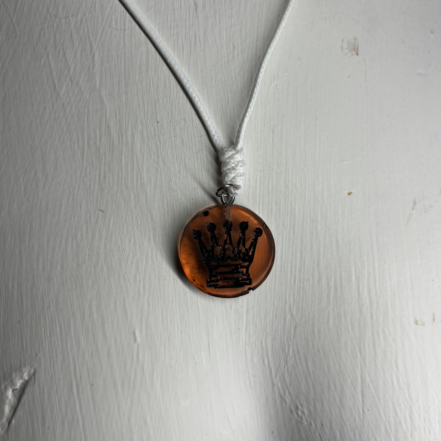 Burning Orange Queen - Handmade Resin Chess Necklace