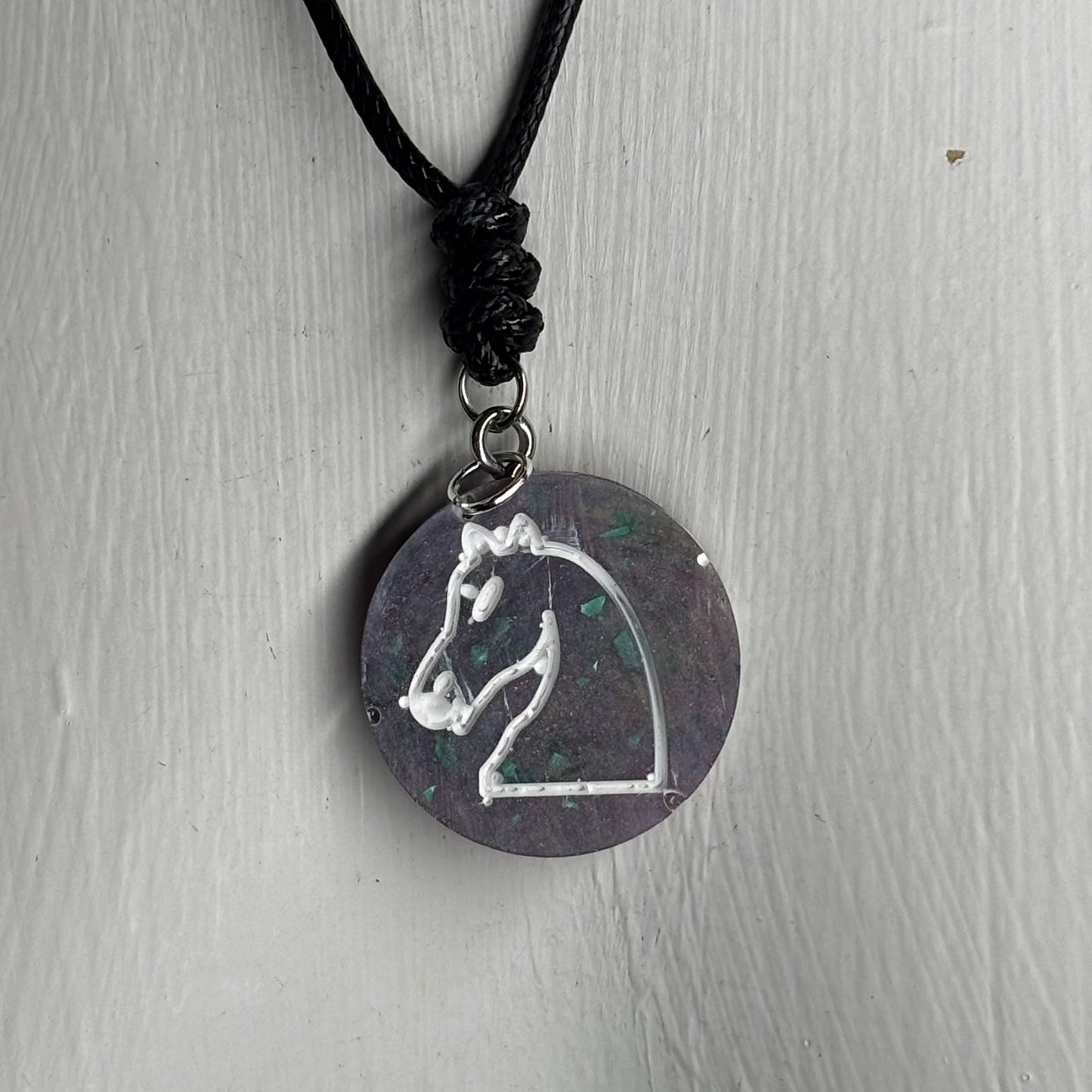 Purple Knight - Handmade Resin Chess Necklace