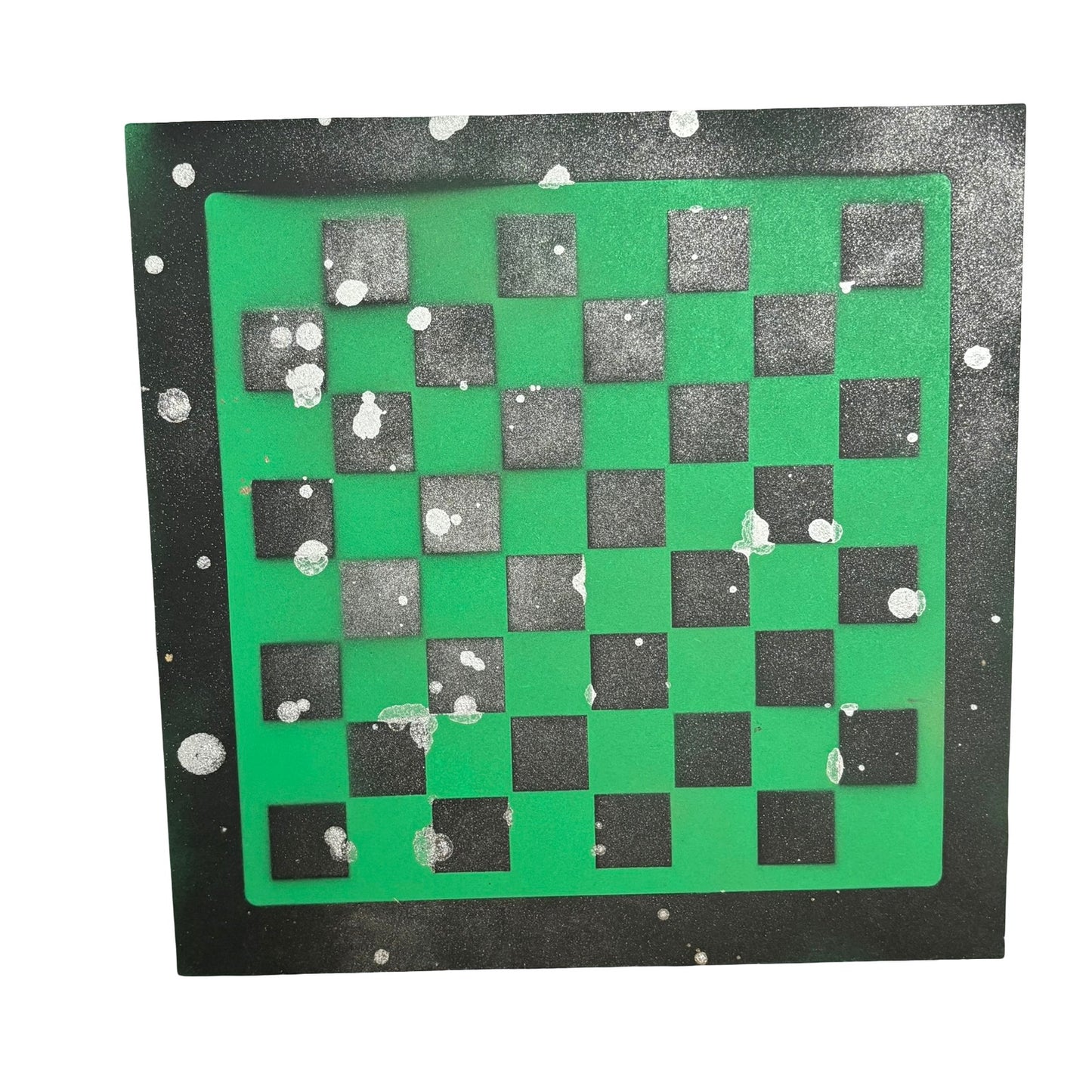 Chrome Green & Black - Painted Chess Board