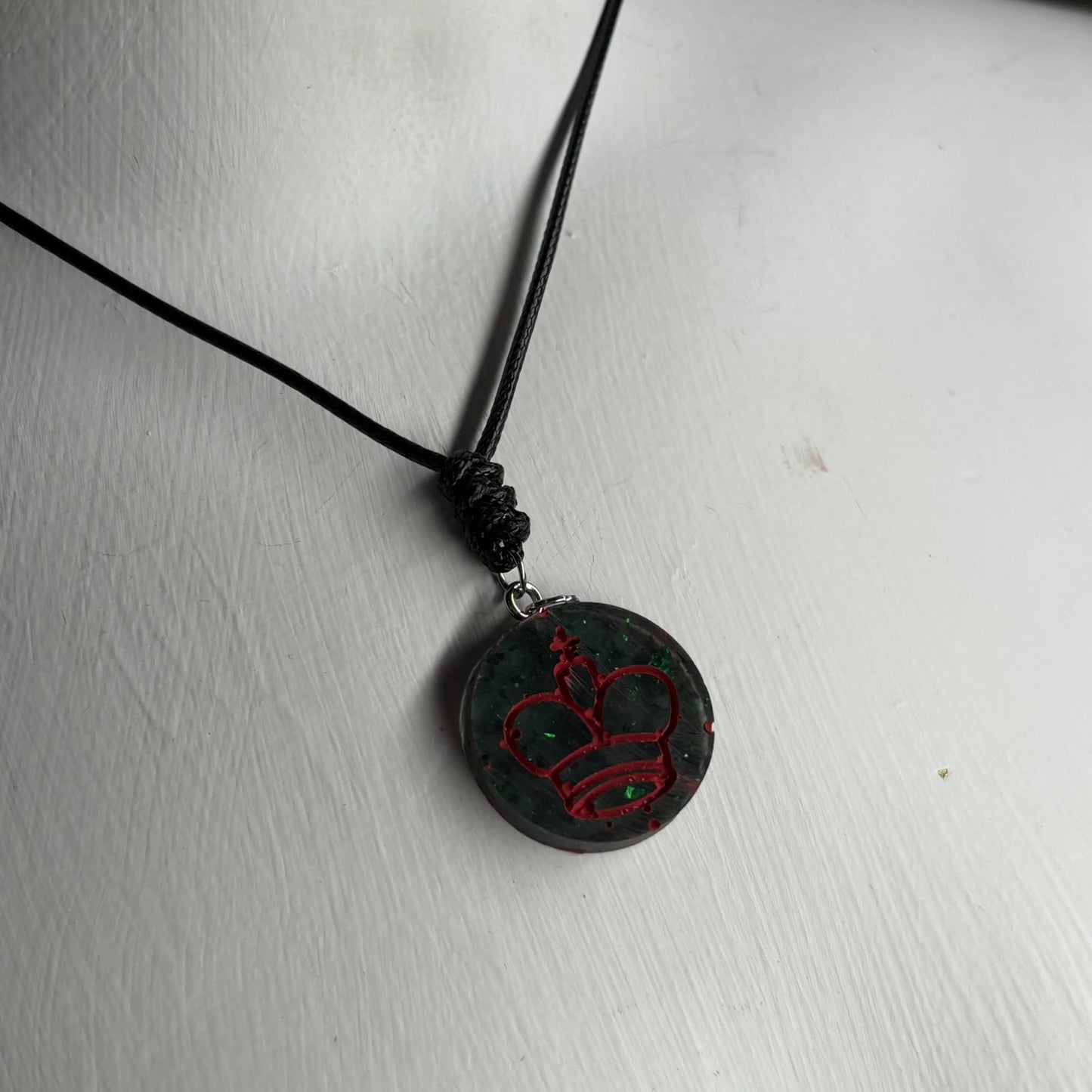 Forest Green King - Handmade Resin Chess Necklace