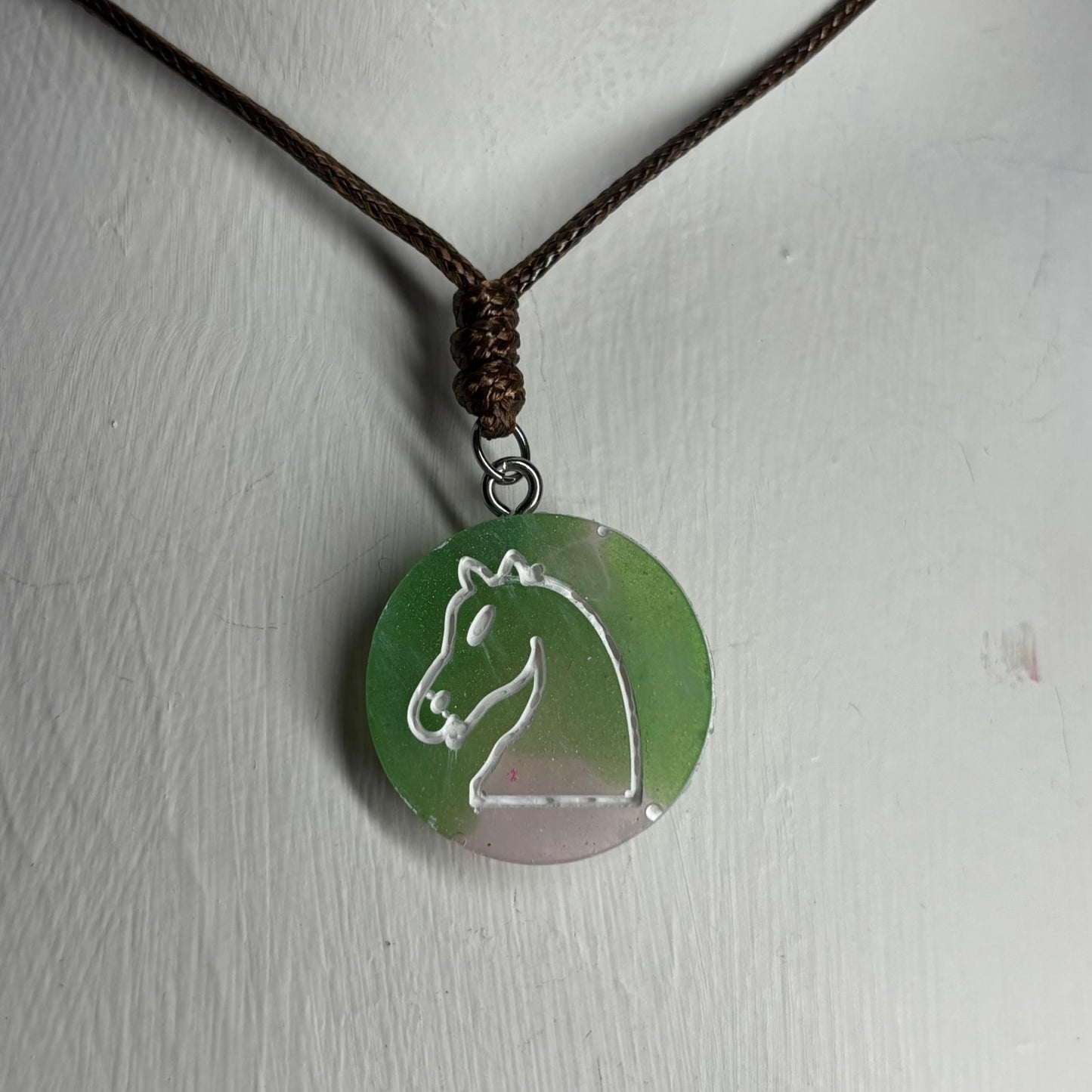 Must Green Knight - Handmade Resin Chess Necklace