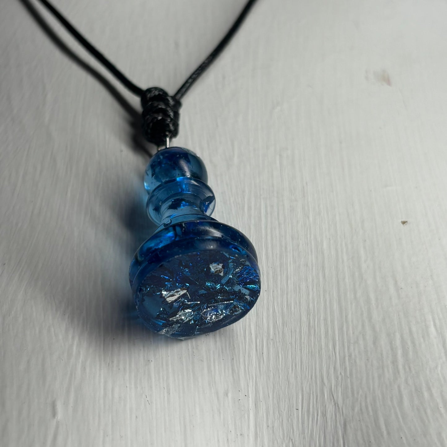 Blue Pawn - Handmade Resin Chess Necklace