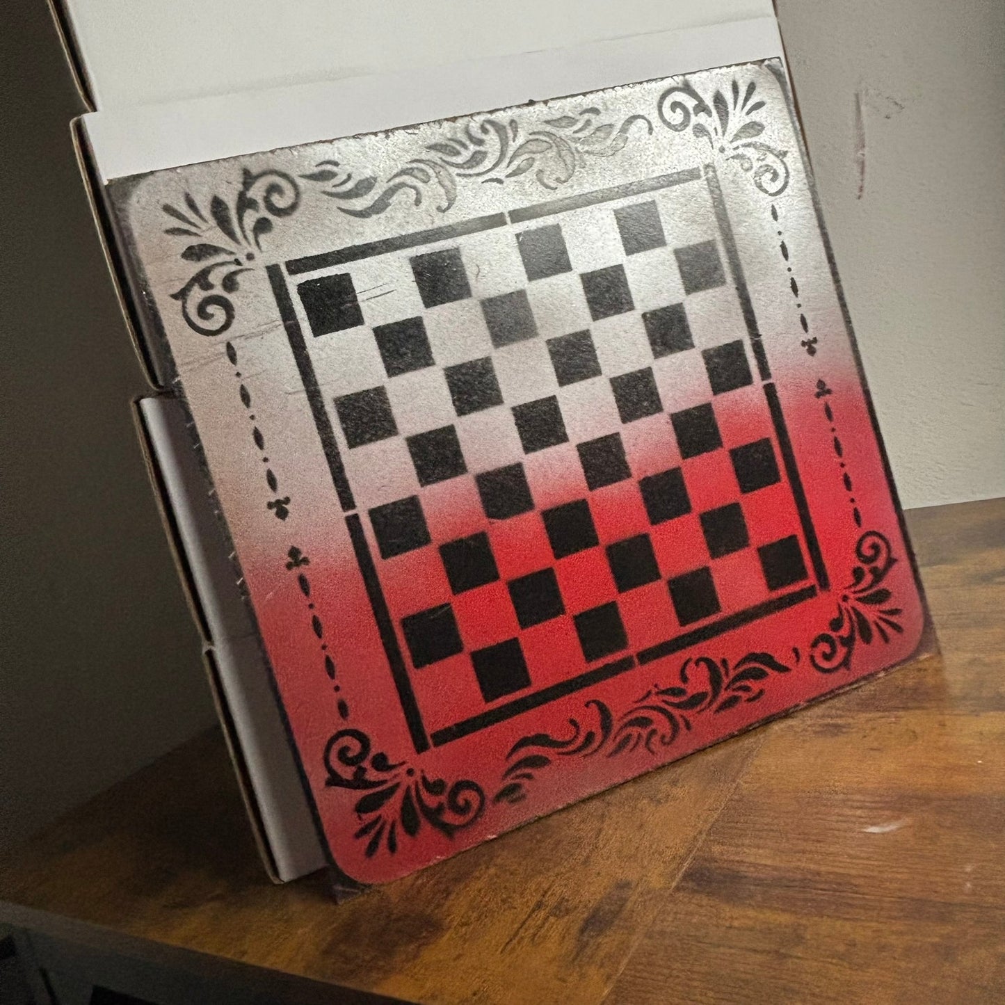 Red Cream - Painted Chess Board