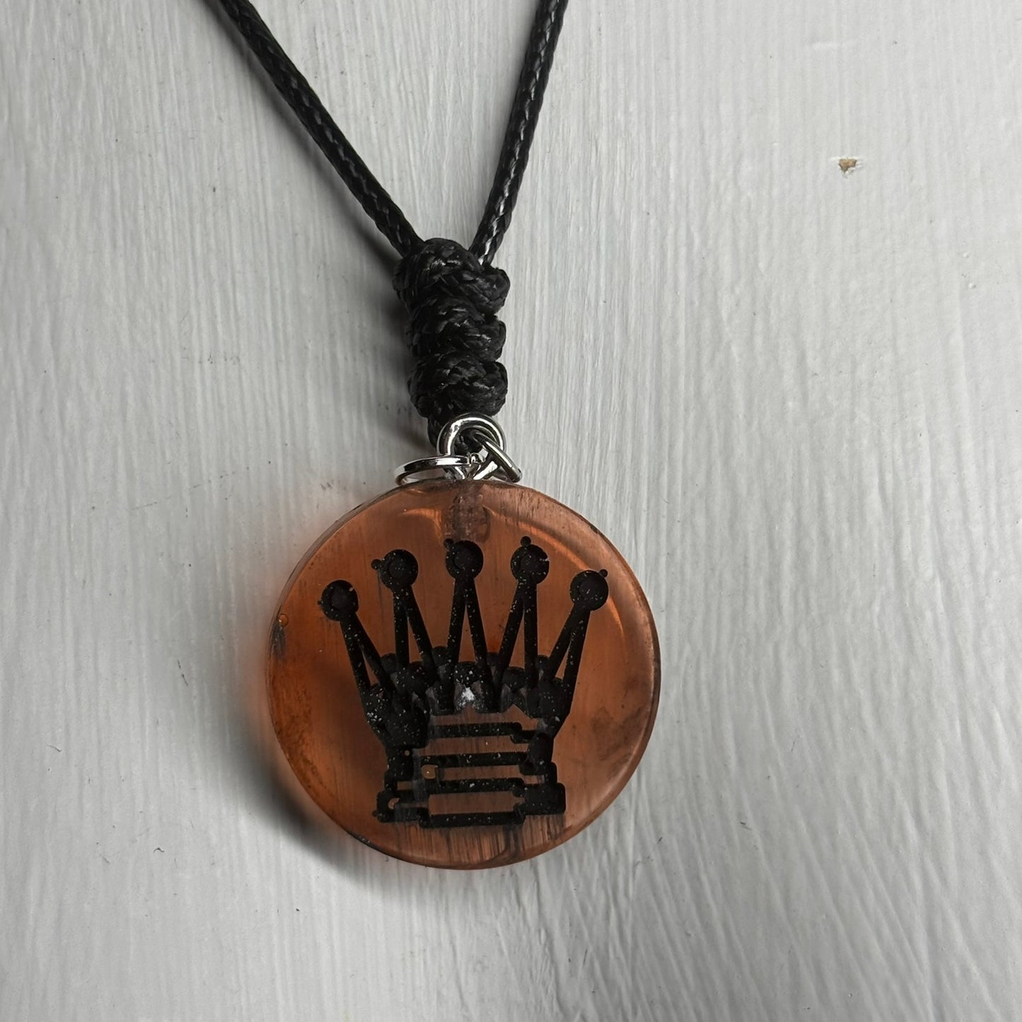 Amber Orange Queen - Handmade Resin Chess Necklace