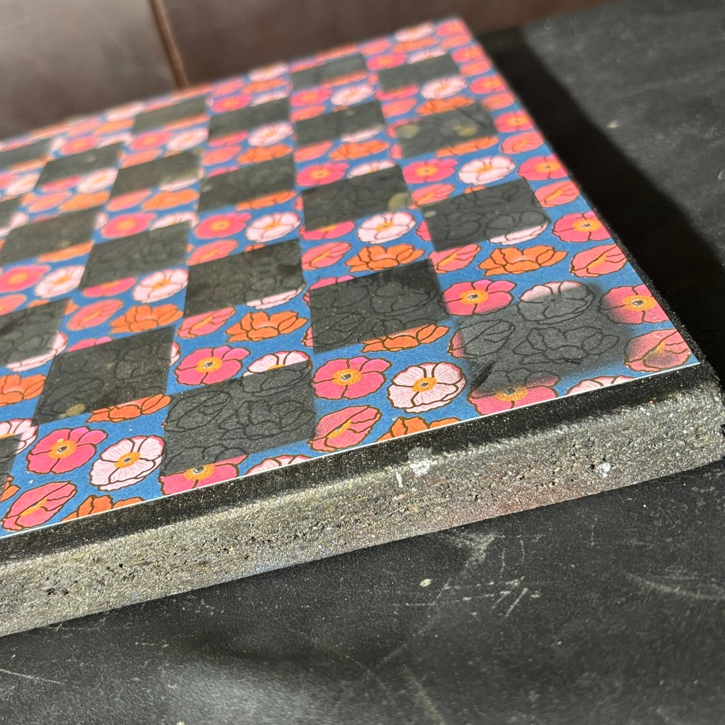 Golden Lining Flowers - Scrapbook Chess Board