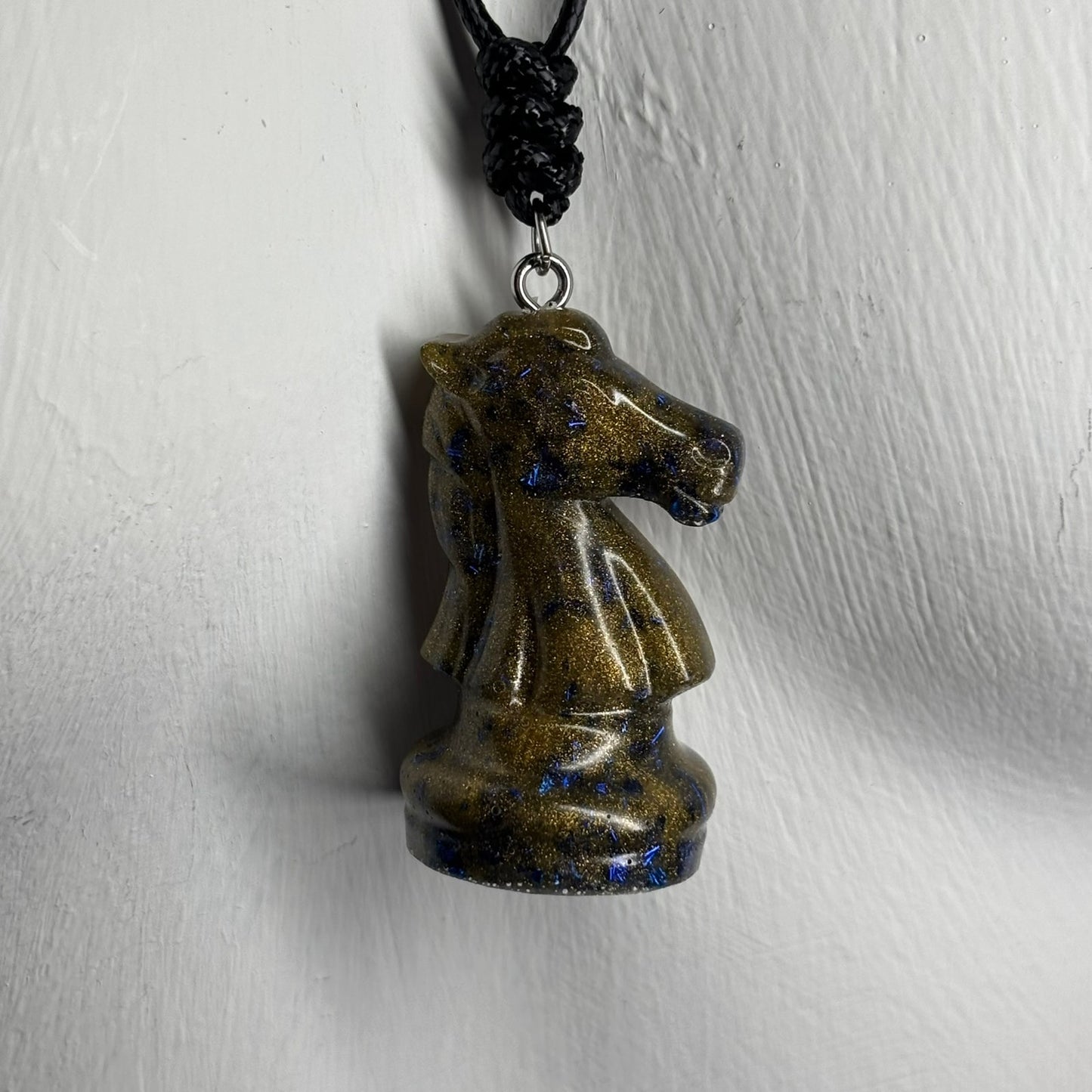 Dark Green Knight - Handmade Resin Chess Necklace