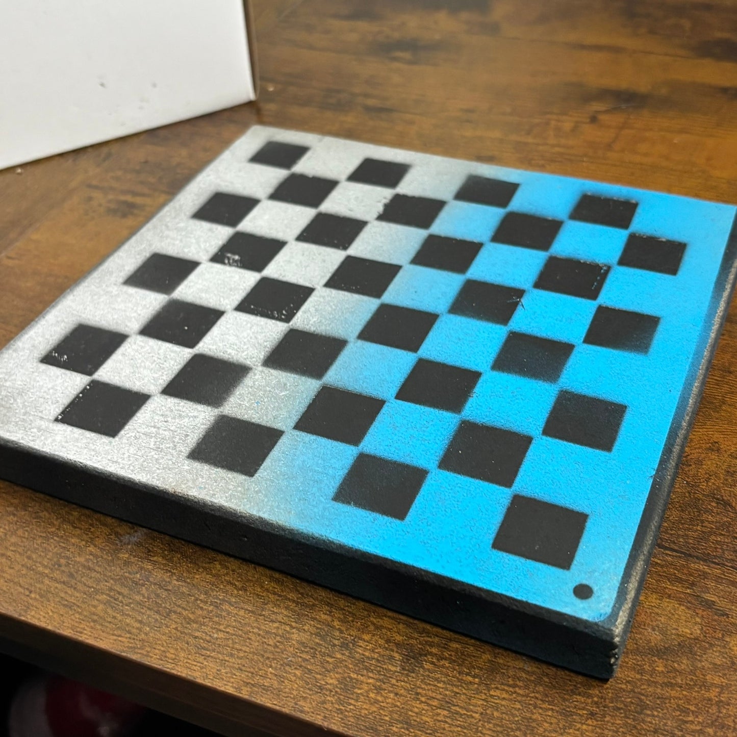 White & Blue - Painted Double Sided Chess Board