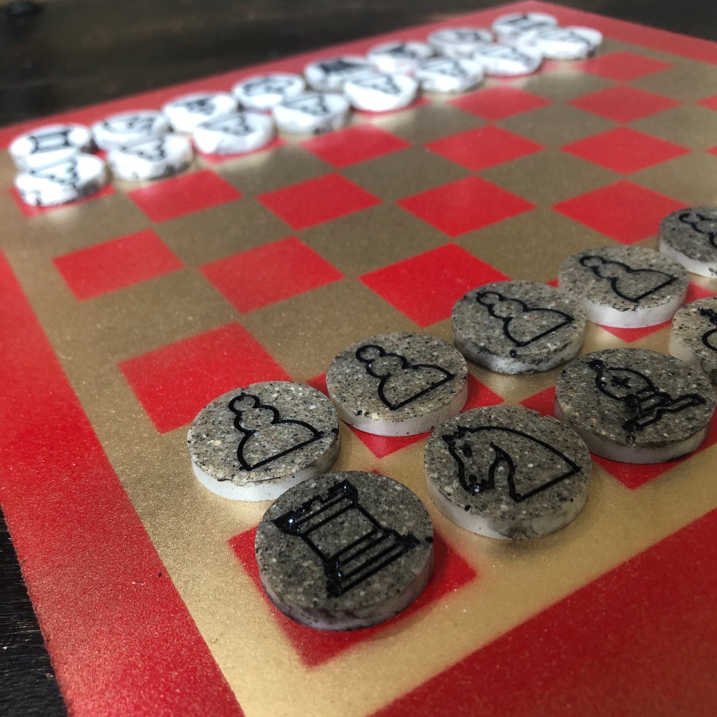 Supreme Golden Red- Painted Chess Set