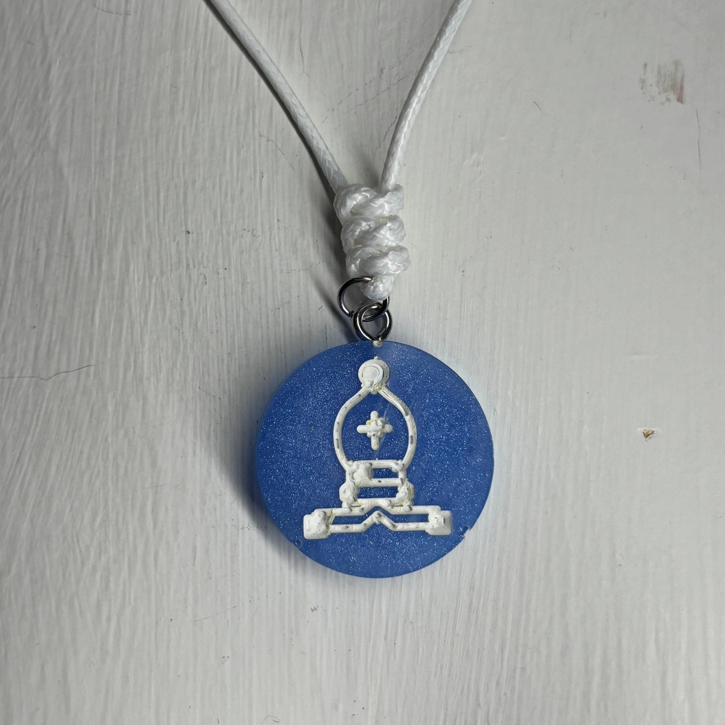 Blue Bishop - Handmade Resin Chess Necklace
