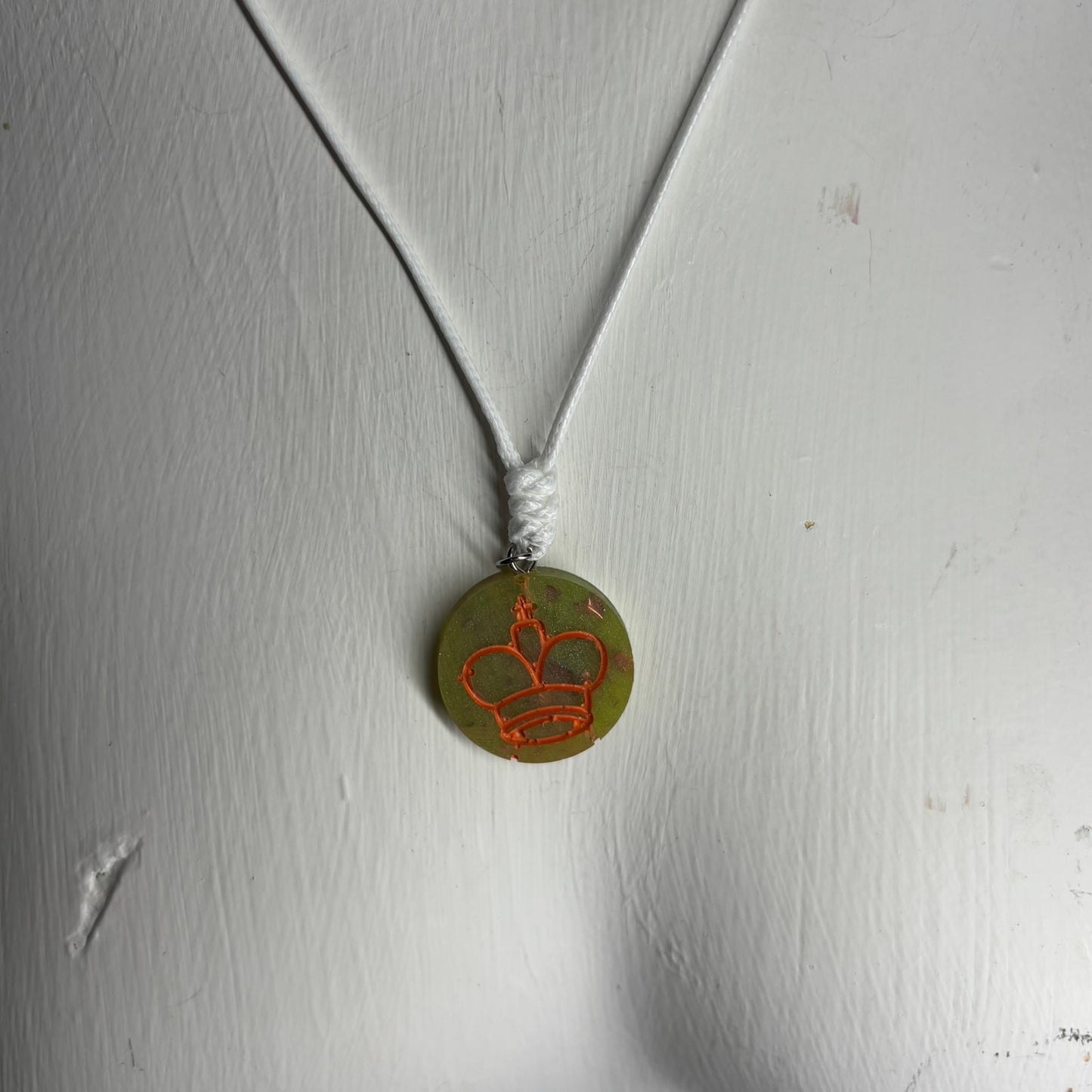 Green Orange King - Handmade Resin Chess Necklace
