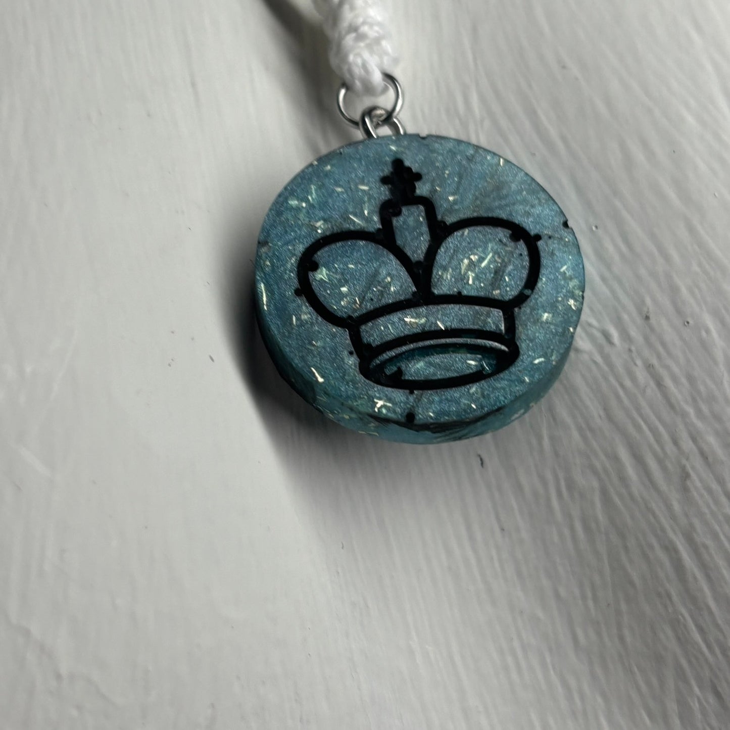 Majestic Blue King - Handmade Resin Chess Necklace