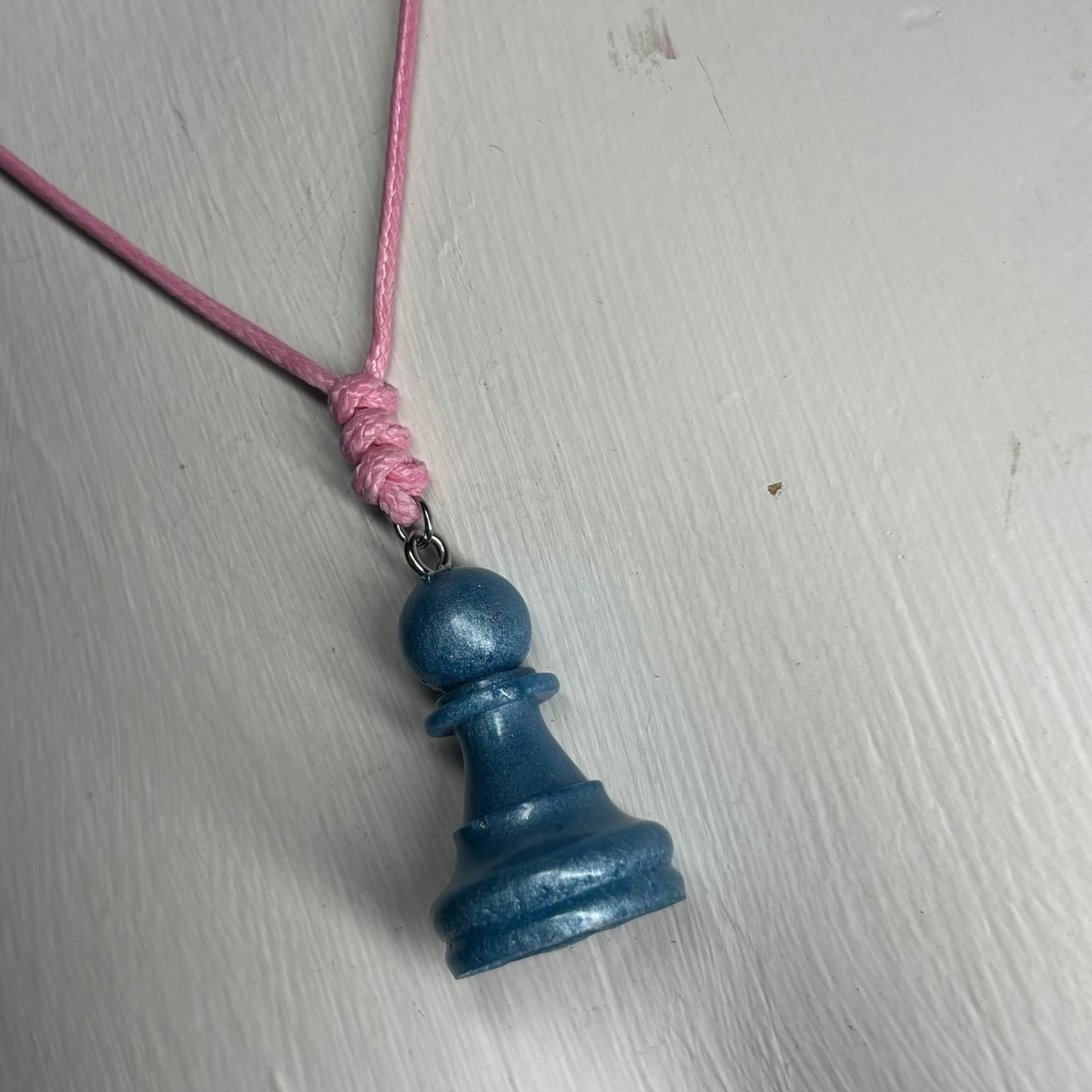 Blue Pawn - Handmade Resin Chess Necklace