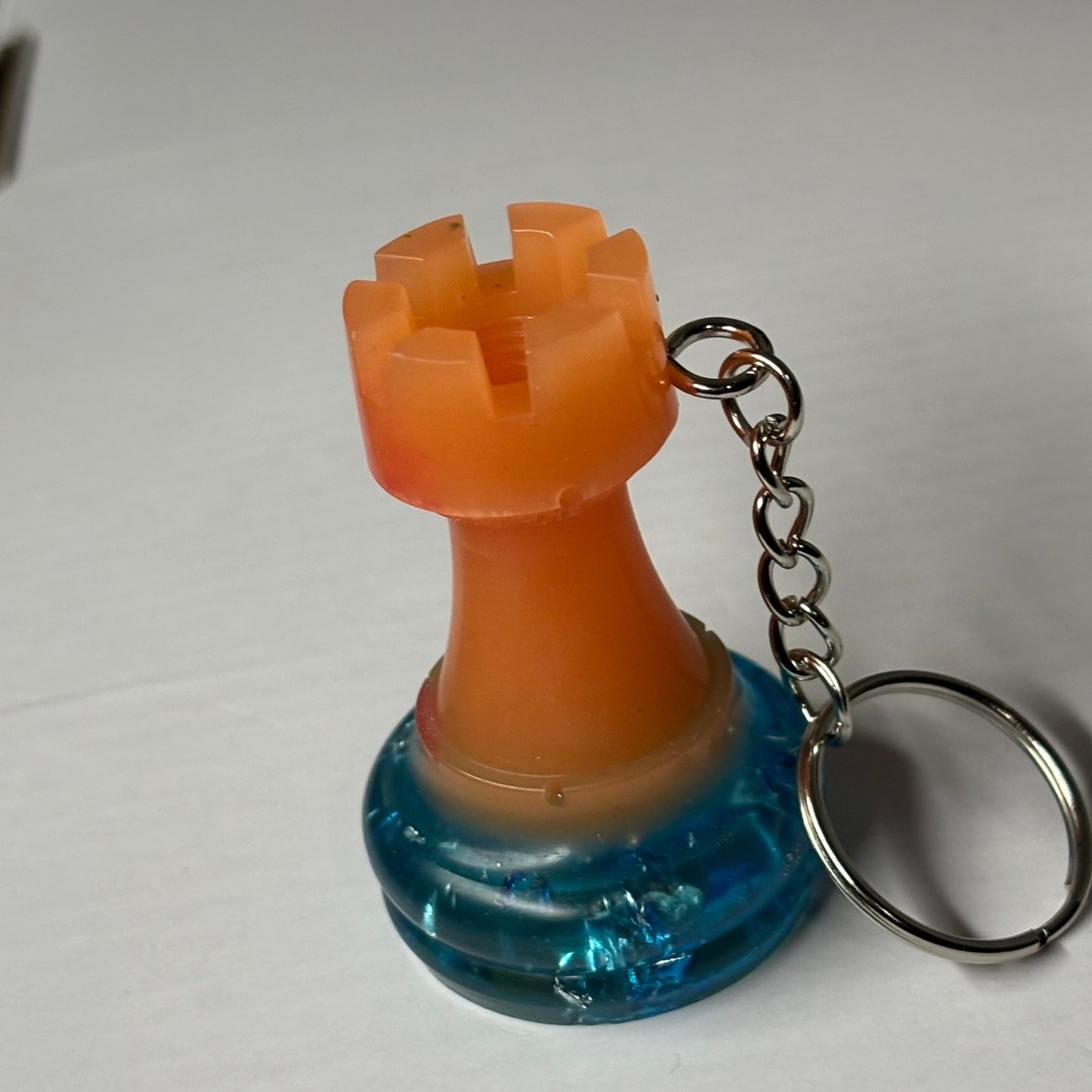 Ice Bottom Orange Rook - Handmade Resin Keychain - Large Edition