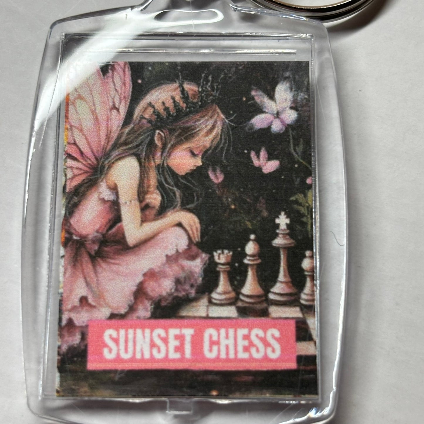 Pink Fairy - Chess  Photo Keychain