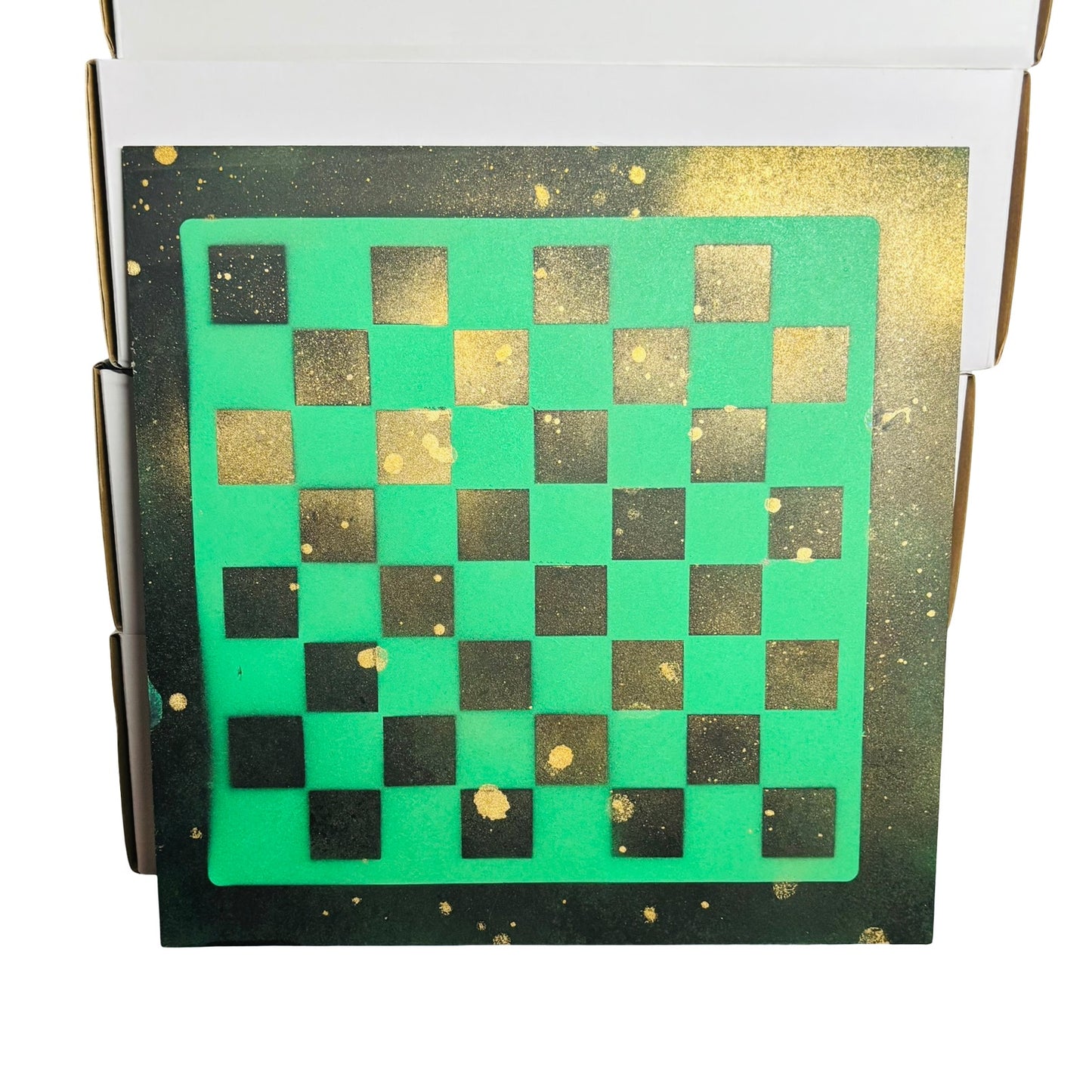 Golden Green & Black - Painted Chess Board