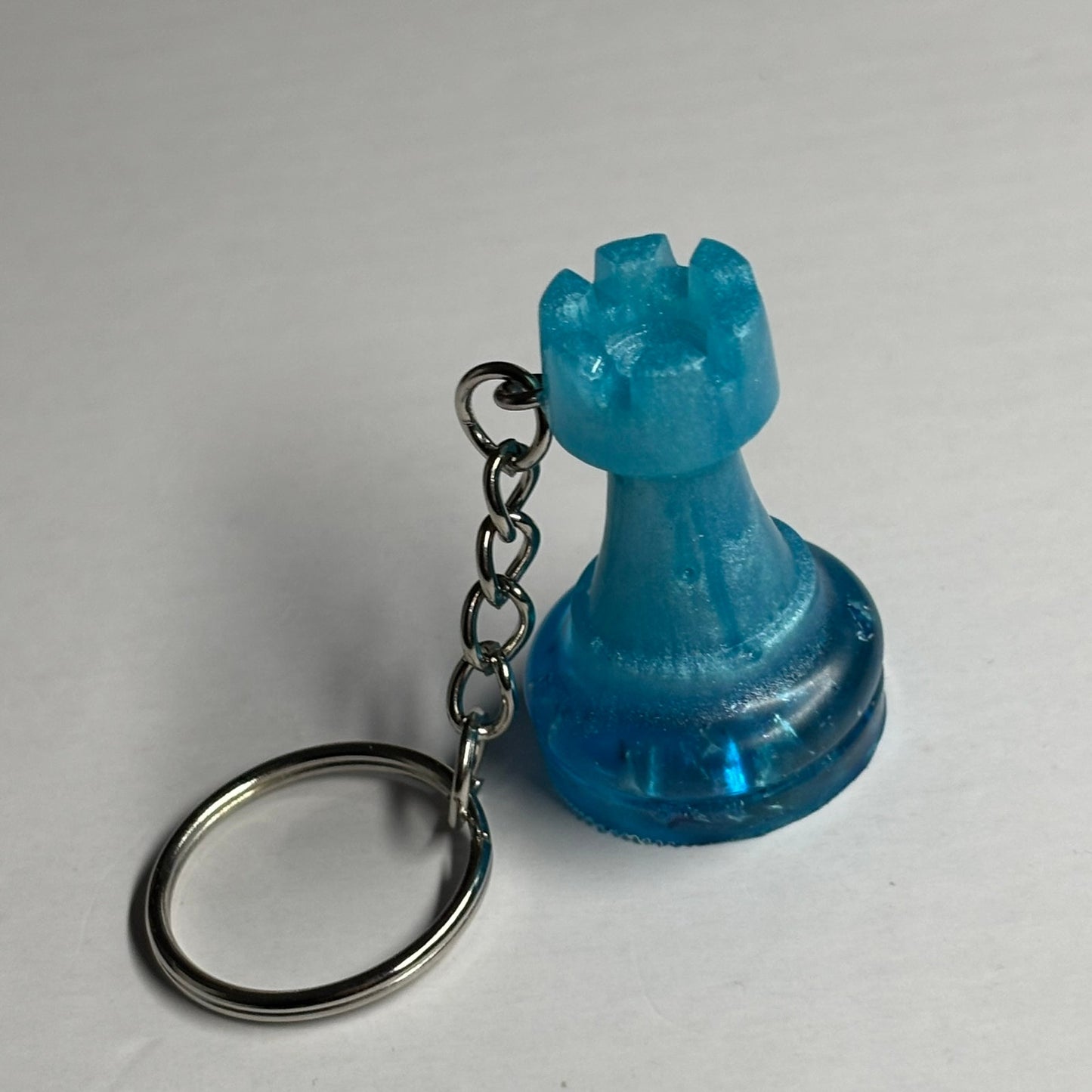 Blue Crystal Rook - Handmade Resin Keychain