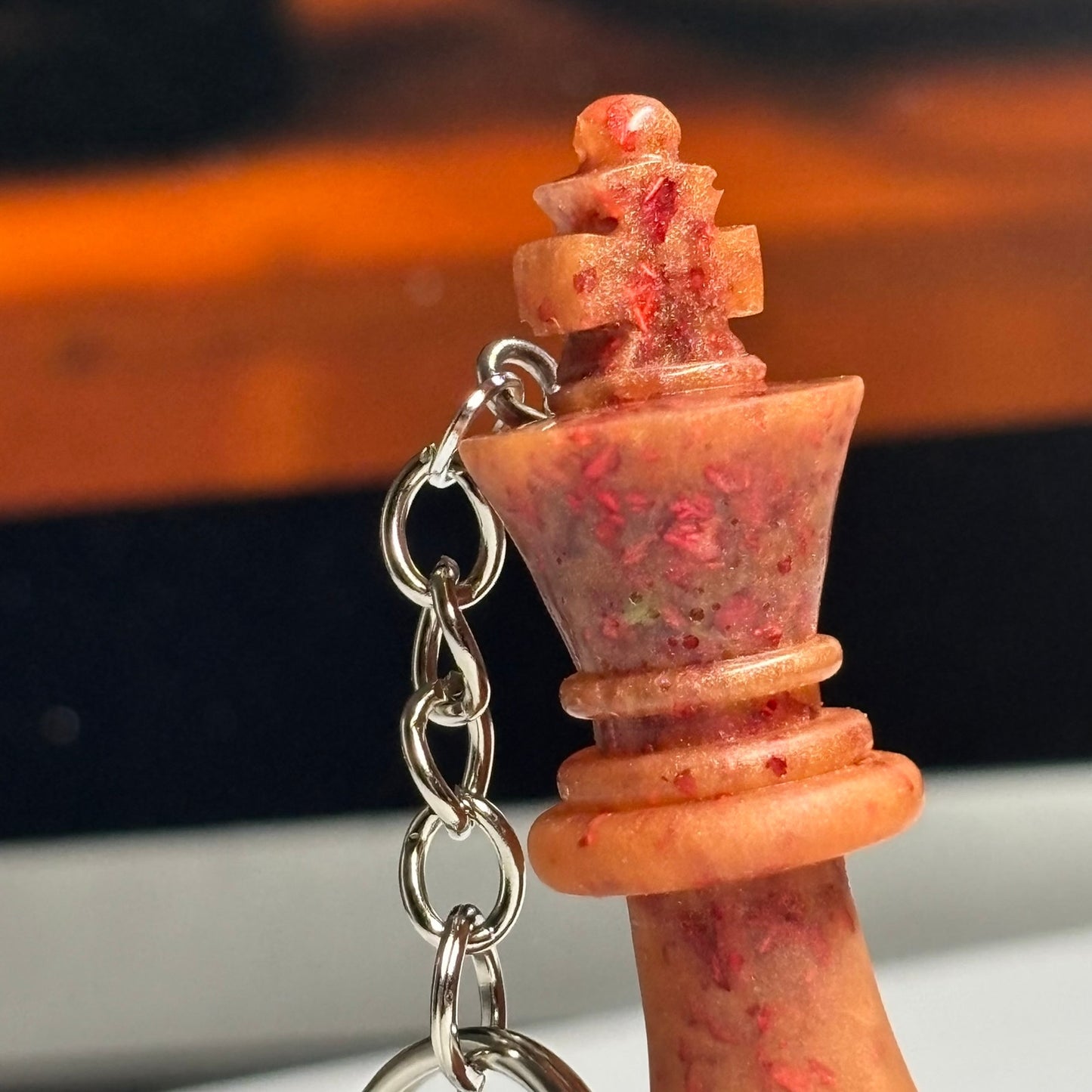 Orange Fire King - Handmade Resin Keychain