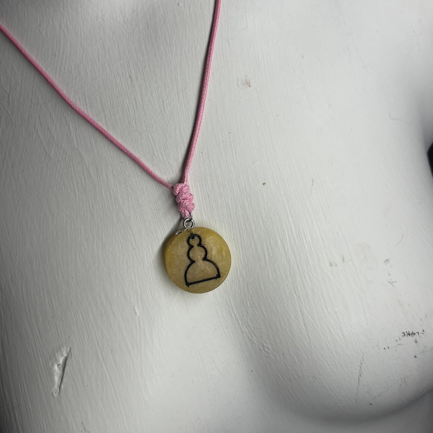 Sunset Yellow Pawn - Handmade Resin Chess Necklace