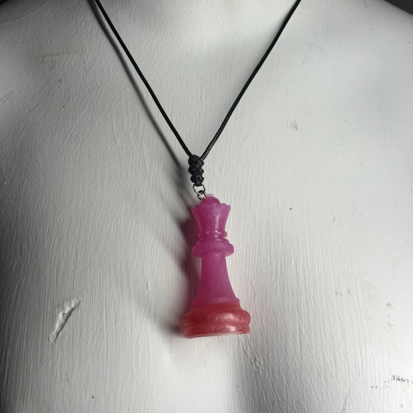 Pink Queen - Handmade Resin Chess Necklace