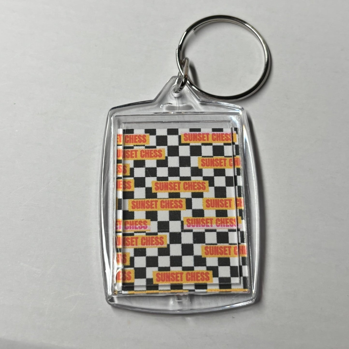 Bones At Play - Sunset Chess Photo Keychain