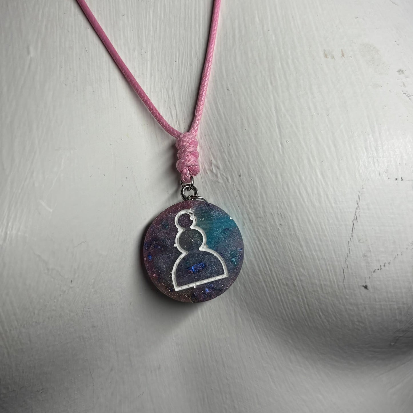 Cotton Candy Blue/Pink Pawn - Handmade Resin Chess Necklace