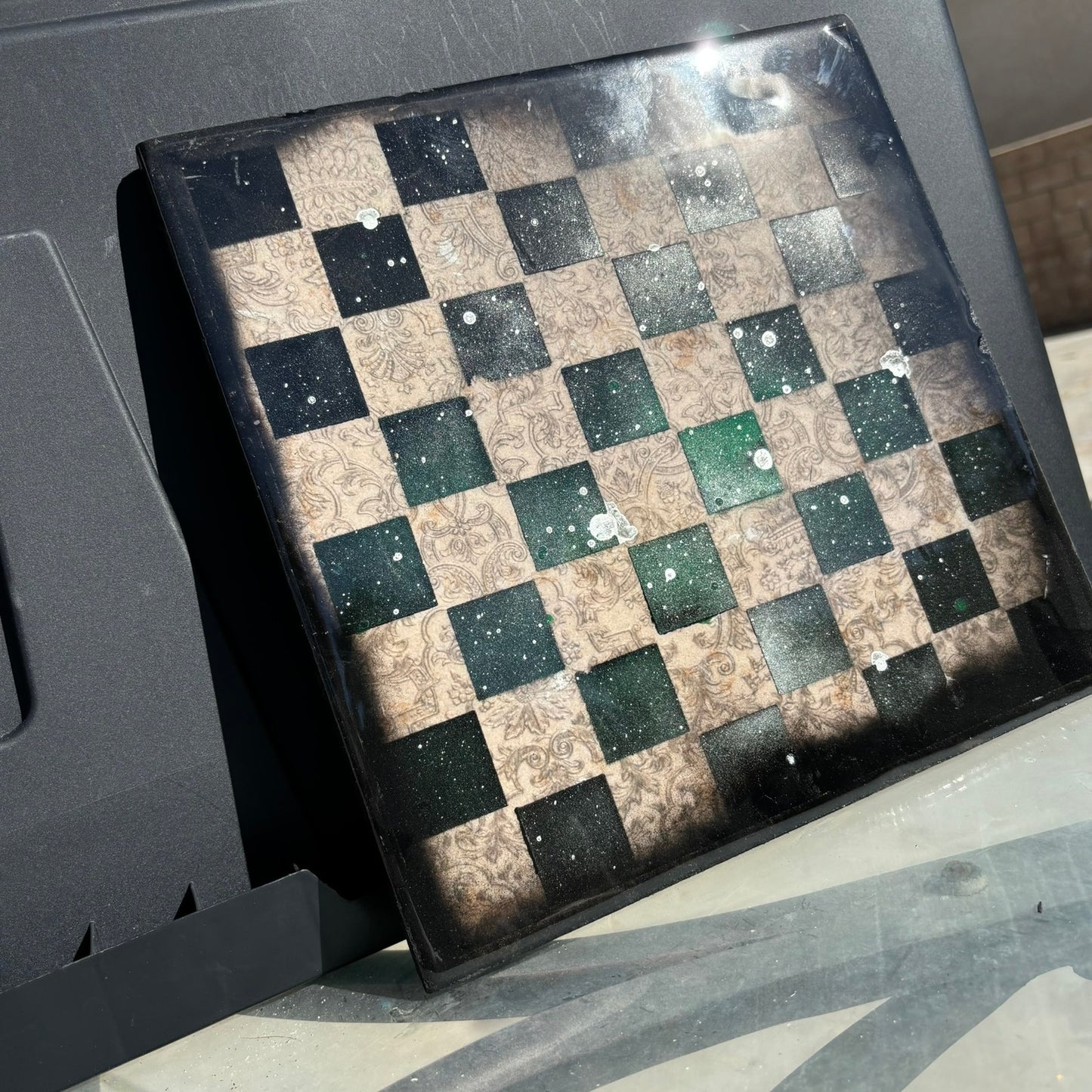 Vintage Green - Resin Coated Chess Board