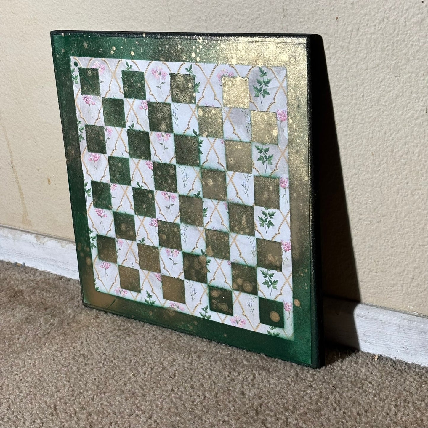 Vintage Golden Green - Scrapbook Chess Board