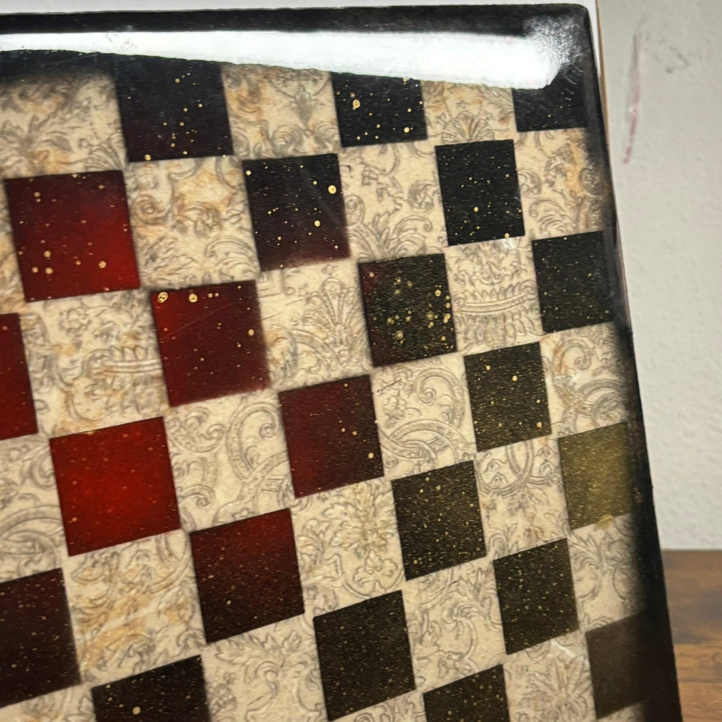 Black & Red Vintage - Resin Coated Chess Board