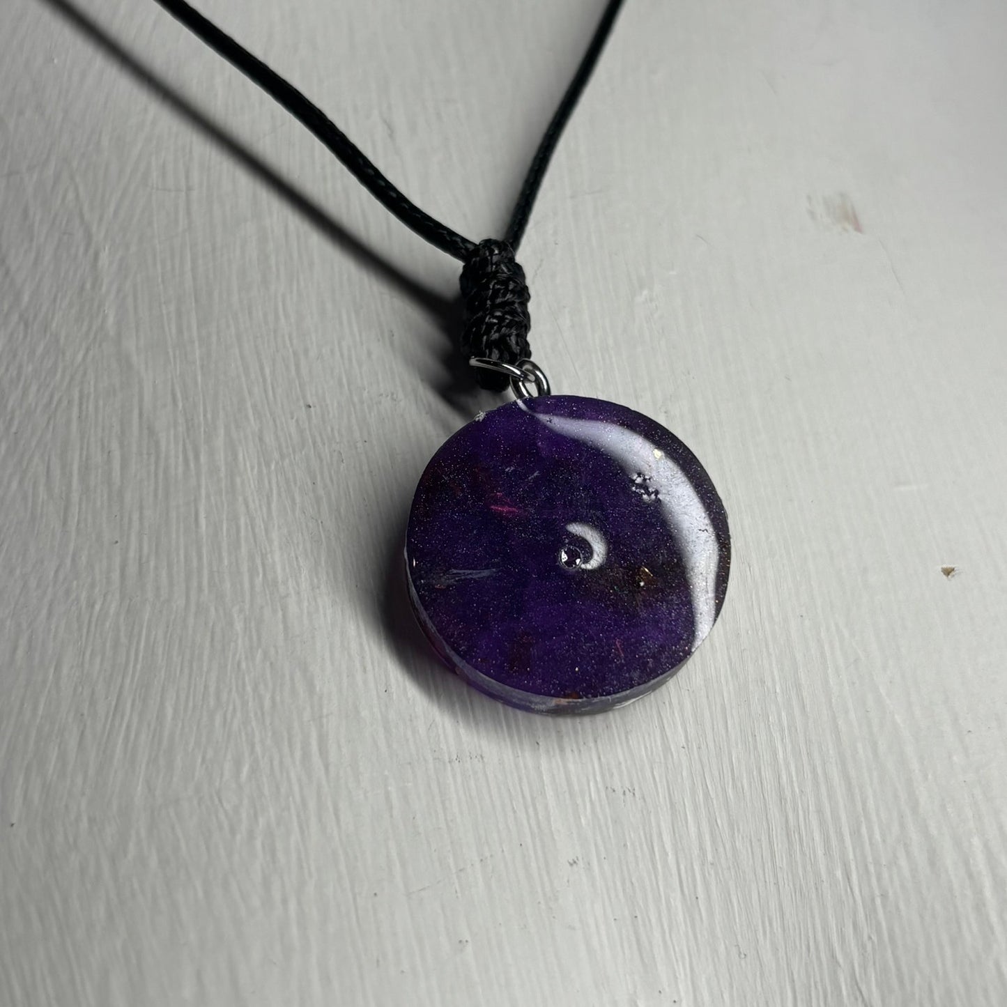 Purple Space Bishop - Handmade Resin Chess Necklace