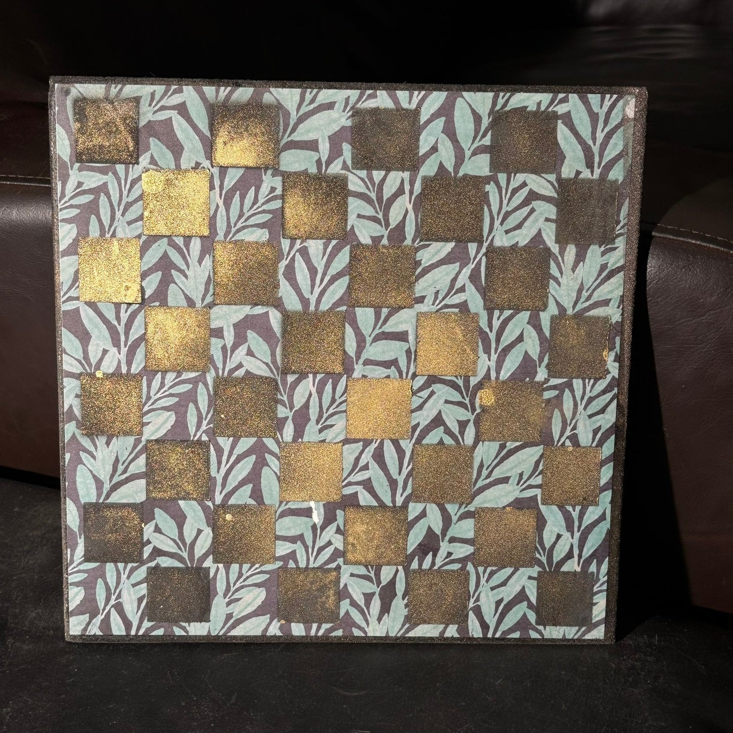 Golden Leaf Pattern - Scrapbook Chess Board