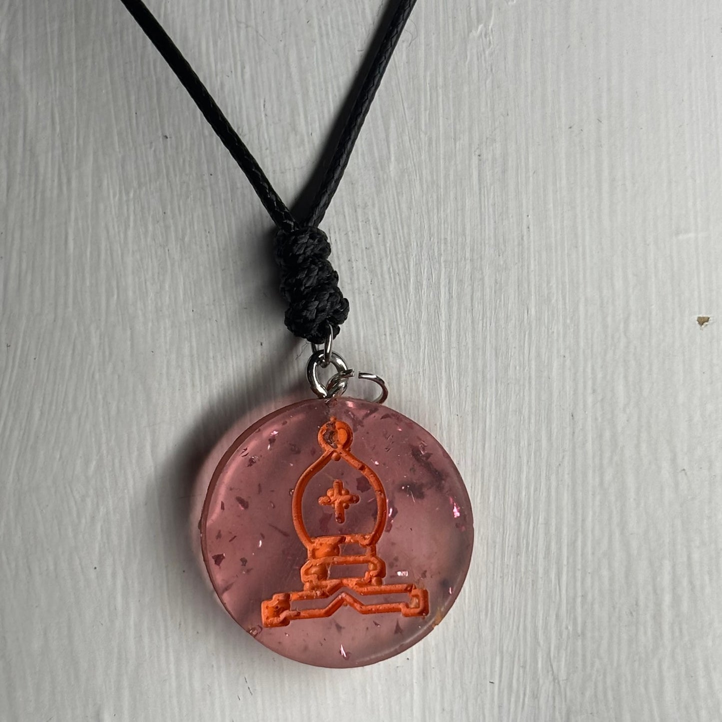 Fading Red Bishop - Handmade Resin Chess Necklace