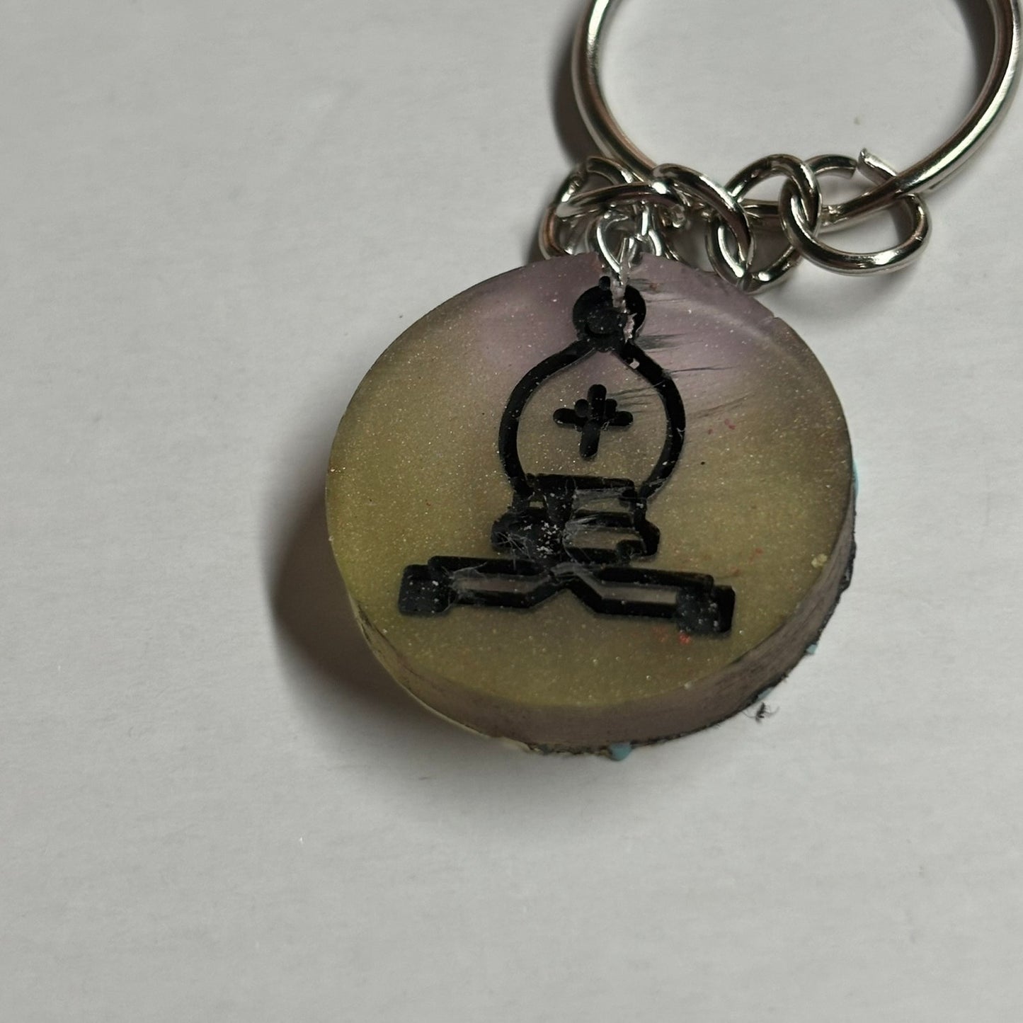 Pink Green Vintage Bishop - Handmade Resin Keychain