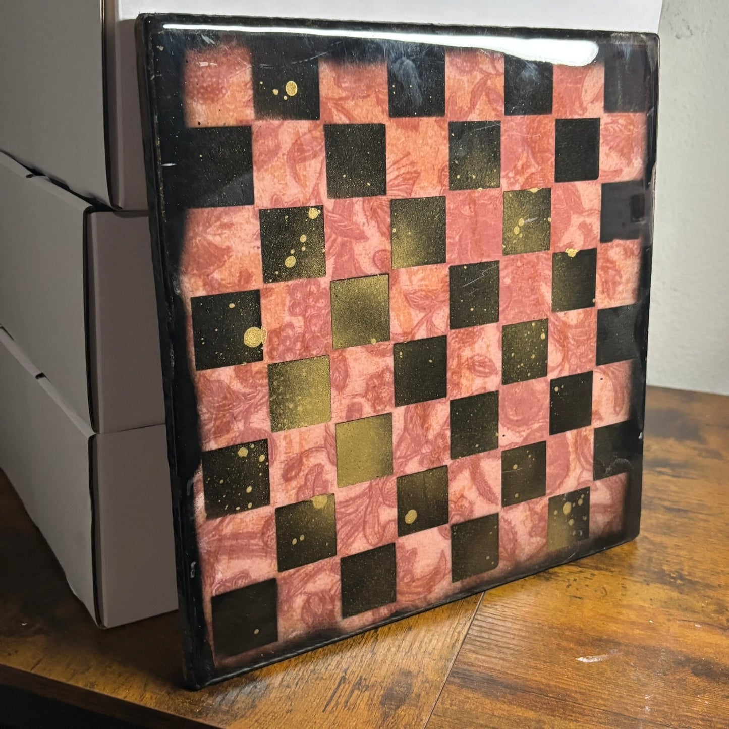 Vintage Mystic Flower - Resin Coated Chess Board