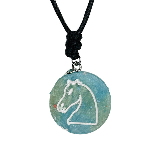 Bright Blue - Handmade Resin Chess Necklace