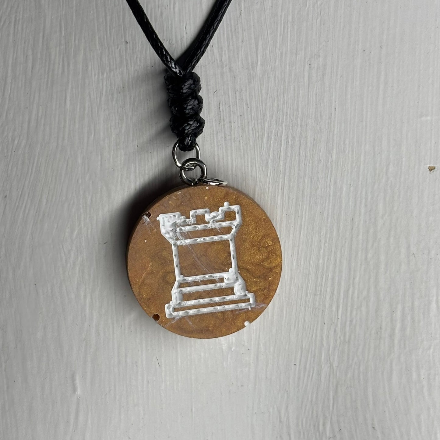 Golden Yellow Rook - Handmade Resin Chess Necklace