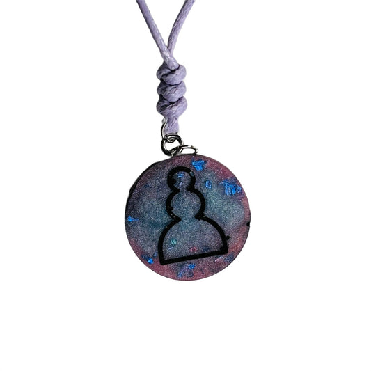 Space Blue Pawn - Handmade Resin Chess Necklace