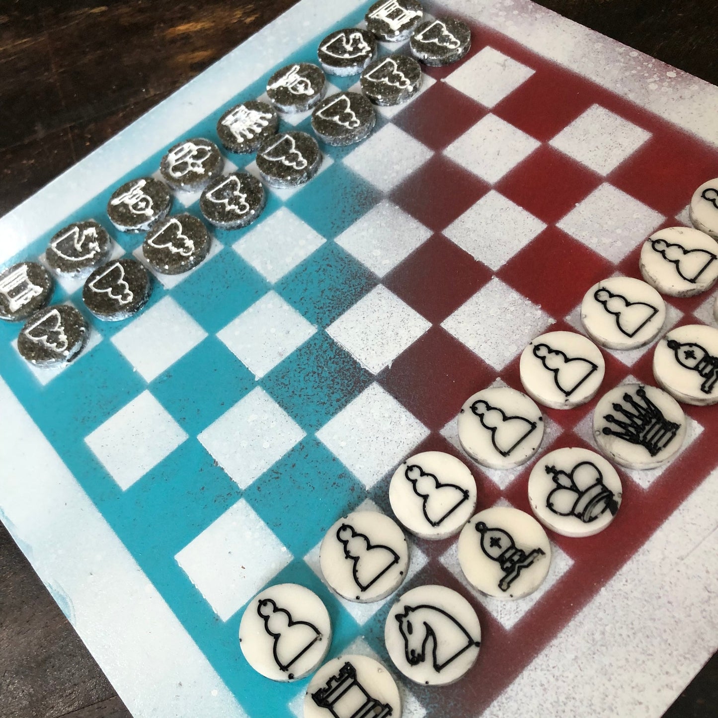 Popsicle White - Painted Chess Set