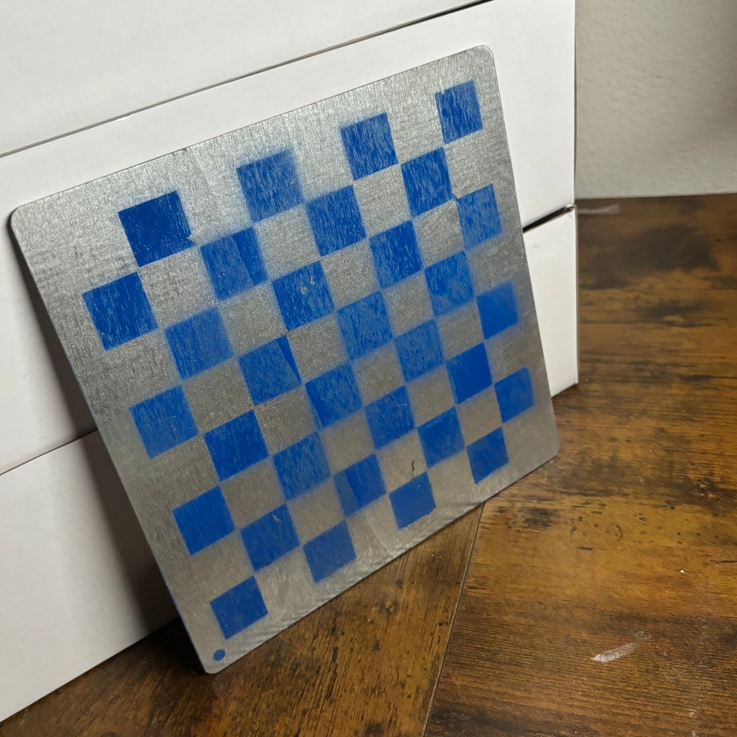 Chrome Blue - Painted Thin Wooden Chess Board