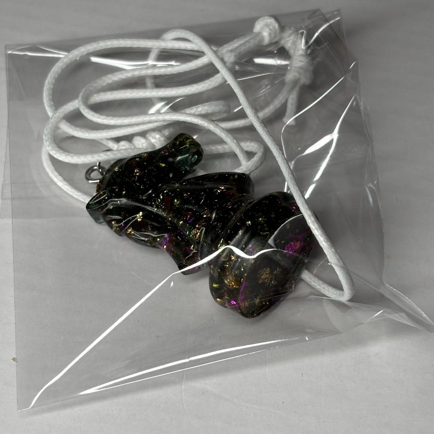 Crystal Dark Forest Knight- Handmade Resin Chess Necklace