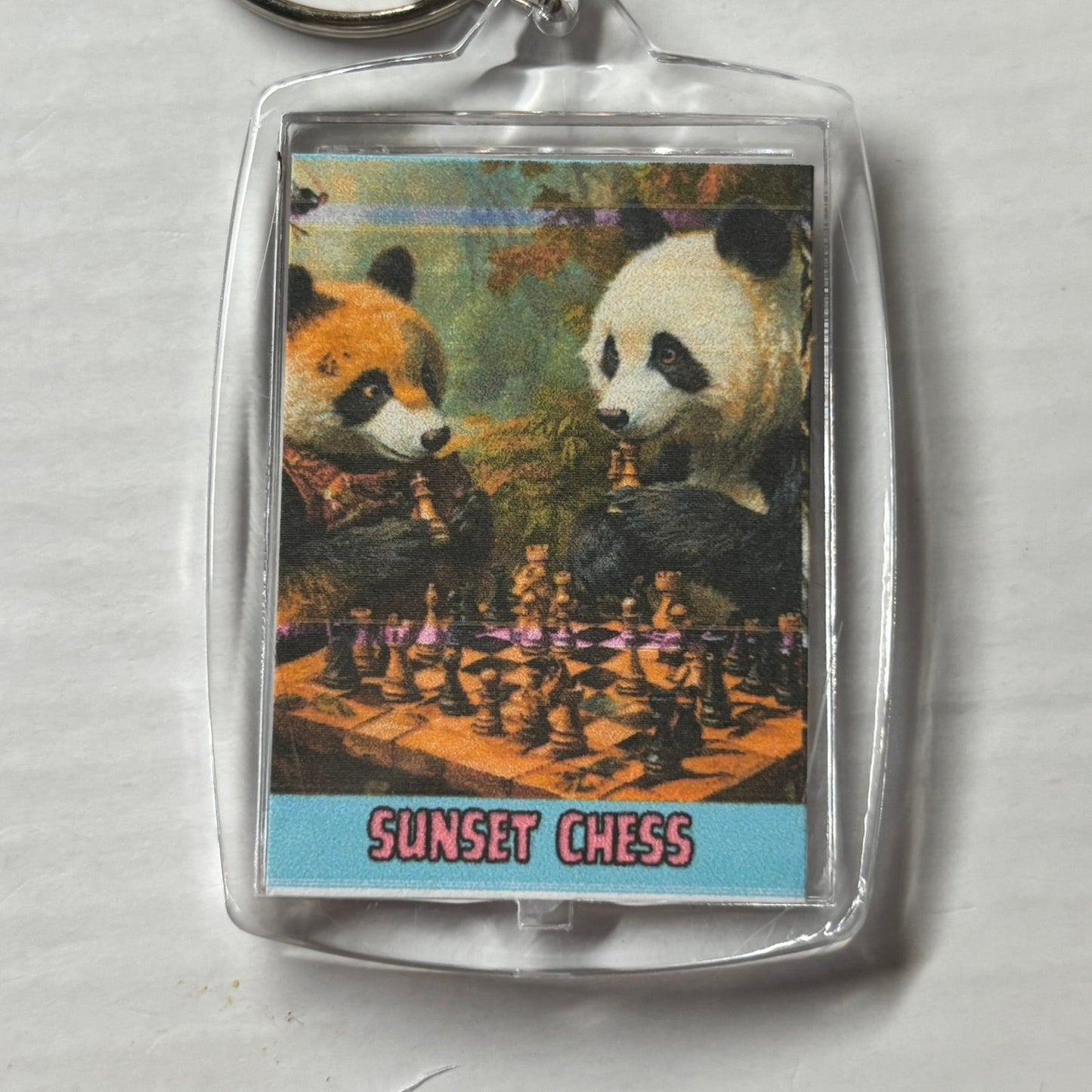 Pandas Play - Chess  Photo Keychain
