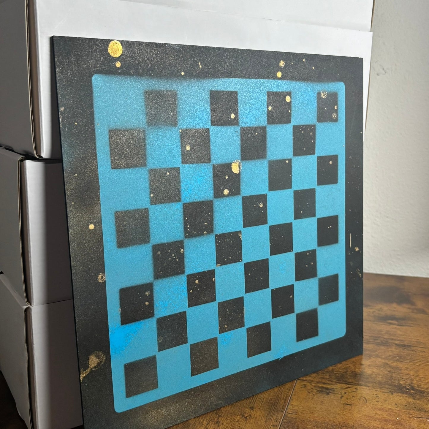 Chinese Golden Blue - Painted Chess Board